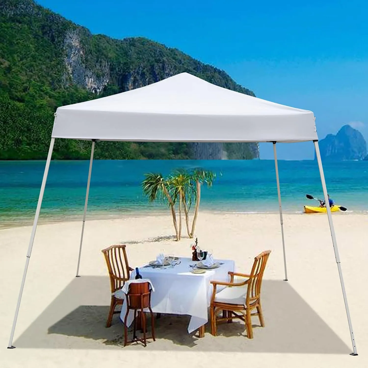 2.4 * 2.4m Pop Up Canopy Tent, Waterproof & UV-Resistant Outdoor Pergola Portable Canopies Easy to Set Up Party Tent with Wheeled Carry Bag, for Camping, Parties, Garden, Backyard