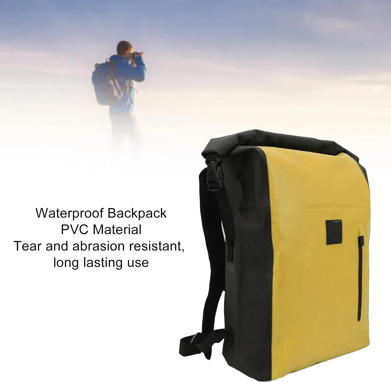 25L Backpack, PVC Material Tear, Roll Top Secure Closure Dry Bag for Outdoor Hiking Camping Swimming (Yellow)