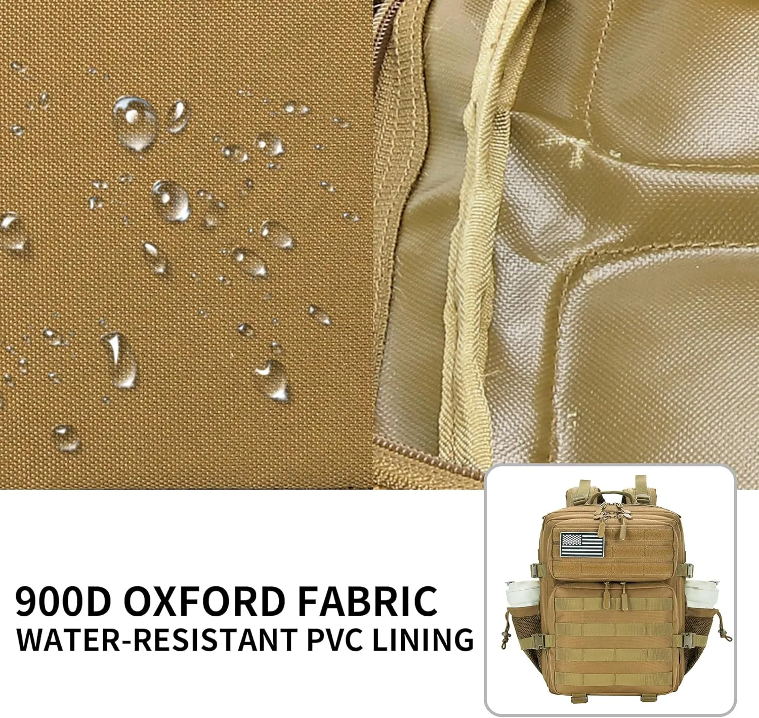 25L Military Tactical Backpack Small Army Assault Pack Molle Daypack for Men and Women for Work Travel Gym Outdoor Hiking Camping (Khaki)