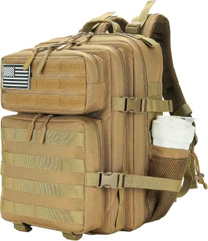 25L Military Tactical Backpack Small Army Assault Pack Molle Daypack for Men and Women for Work Travel Gym Outdoor Hiking Camping (Khaki)