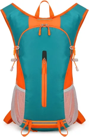 25L Ultralight Lightweight Waterproof HikingBackpack Foldable Travel Camping Hiking Outdoor Sports Backpack Daypack with reflective strips(Lake blue orange)