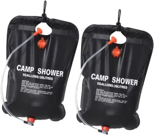 2pcs 20l Camping Shower Bag Portable Solar Shower Kit for Outdoor Leakproof Bath Bag Water Capacity for Hiking