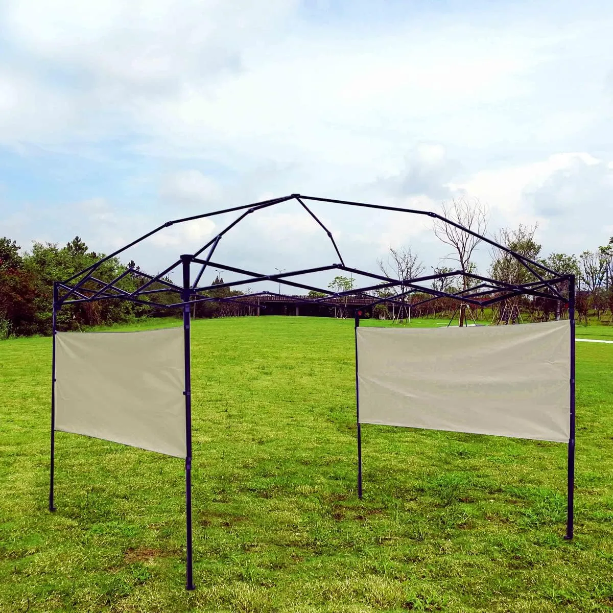2pcs Half Sidewalls Panel for Pop Up Canopy Gazebo Tent Shelter 10'x10', 10'x15', 10'x20' Vertical Leg, 2 Beige Half Walls Only