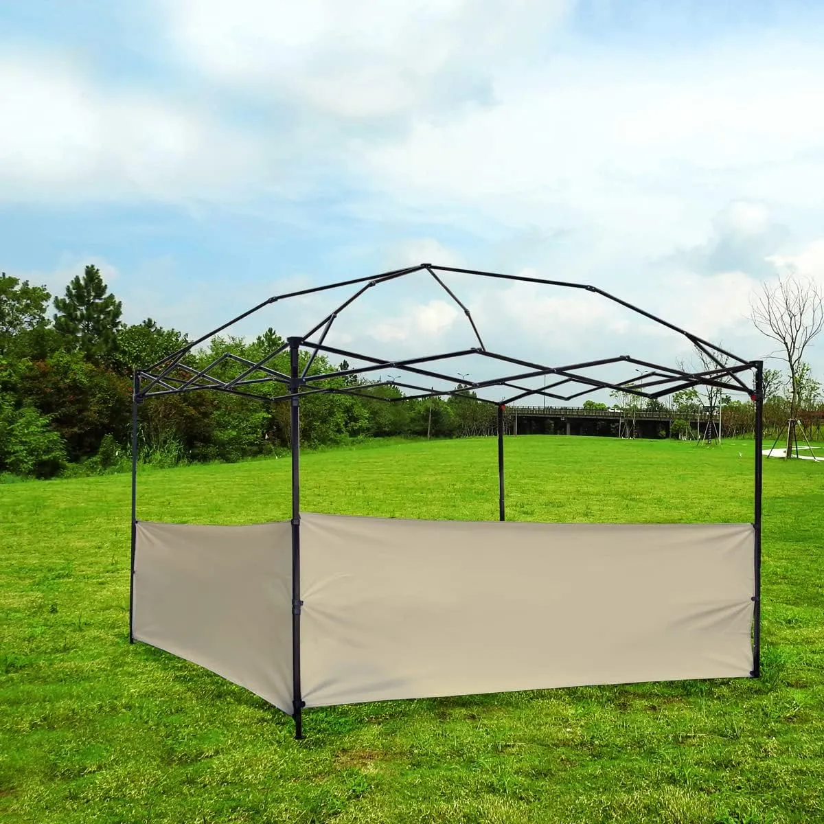2pcs Half Sidewalls Panel for Pop Up Canopy Gazebo Tent Shelter 10'x10', 10'x15', 10'x20' Vertical Leg, 2 Beige Half Walls Only