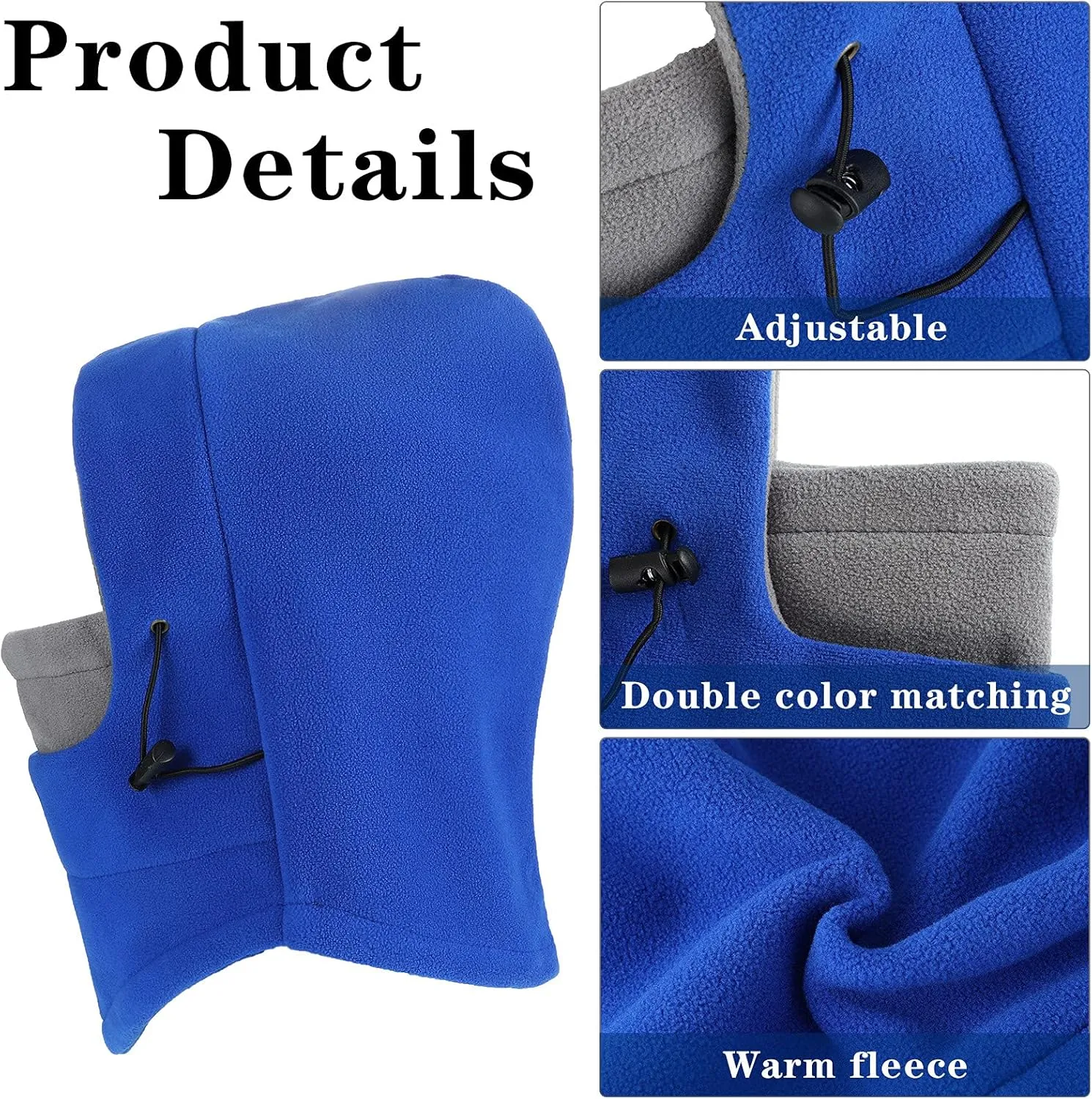 3 Pcs Balaclava Ski Masks for Women and Men Windproof Warmer Fleece Adjustable Winter Mask Face Cover Blue Grey Black