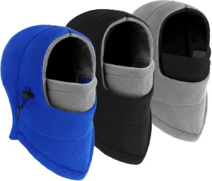 3 Pcs Balaclava Ski Masks for Women and Men Windproof Warmer Fleece Adjustable Winter Mask Face Cover Blue Grey Black