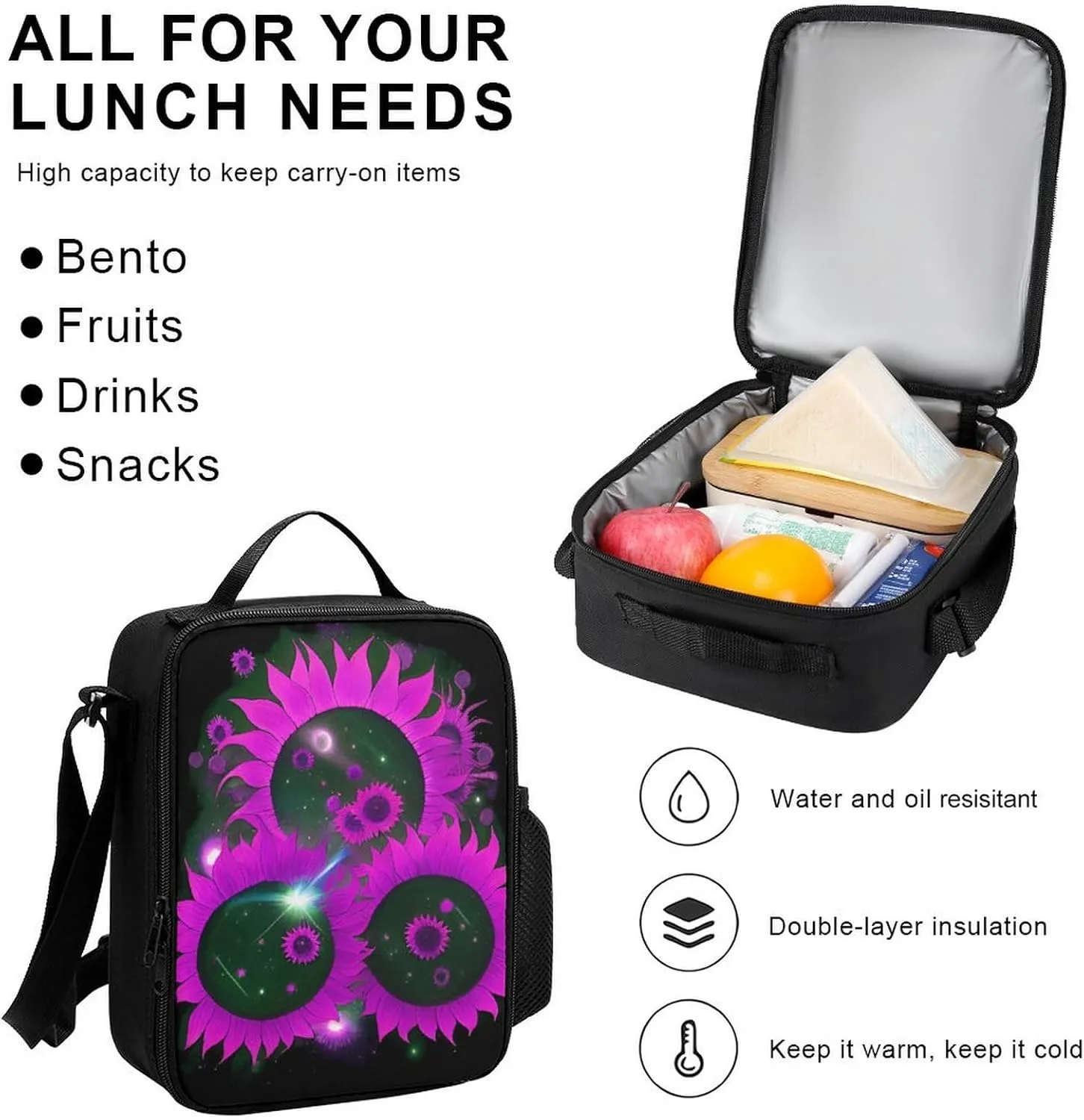 3 Piece Daypack Space Sunflowers Art Travel Hiking Daypack - Big Capacity Business Multipurpose Carry On Bag for Adults