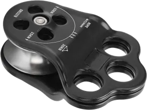 30KN Dual Bearing Hitch Climber Pulley for Rigging Hauling Tree Climbing, Aviation Aluminum Black 3 Hole Side Plate Pulley for Mountaineering, Rock Climbing
