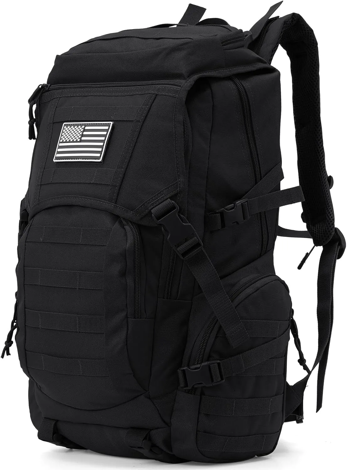 35L Military Tactical Backpack for Men, Water Resistant Assault Pack for Women, Black Molle Daypack 3 Day Bug Out Bag Rucksack for Trekking, Hunting, Camping, Survival, EDC