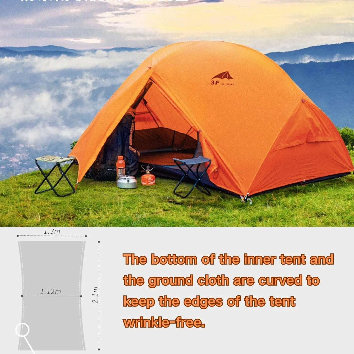 3F UL Gear Waterproof 1/2Person Camping Tent, Windproof Outdoor 3/4Seasons Tent, Portable Camping & Hiking Tent Shelter for Backpacking