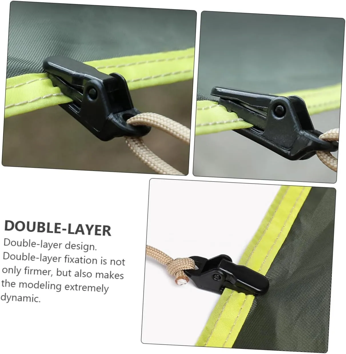 3sets 50-Pack Tent Tarp Clip Clamp Camping Tent Fixing Clip Holder for Tarp Camping Strong Grip Cord Clamp 50pcs*3