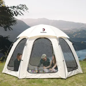 4-6 Person Outdoor Camping Dome Tent - 10 x 10 FT Screen House Room with Removable Waterproof Rainfly & Ground Sheet,Luxury Yurt Glamping Family Tents for Patios Outdoor Camping Activities