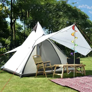 4 Person Tent for Camping Pyramid Teepee Tent Outdoor Portable Double Layers Indian Tipi Tent for Outdoor Family Hiking Yurt Tent