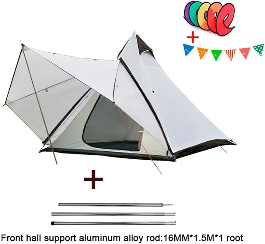 4 Person Tent for Camping Pyramid Teepee Tent Outdoor Portable Double Layers Indian Tipi Tent for Outdoor Family Hiking Yurt Tent