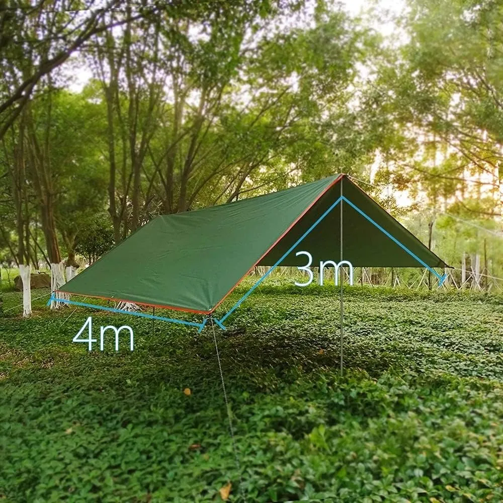 400x300cm 300x300cm Awning Waterproof Tarp Tent Shade Garden Canopy Sunshade Outdoor Camping Hammock Rain Fly Beach Sun Shelter(Size:Small)