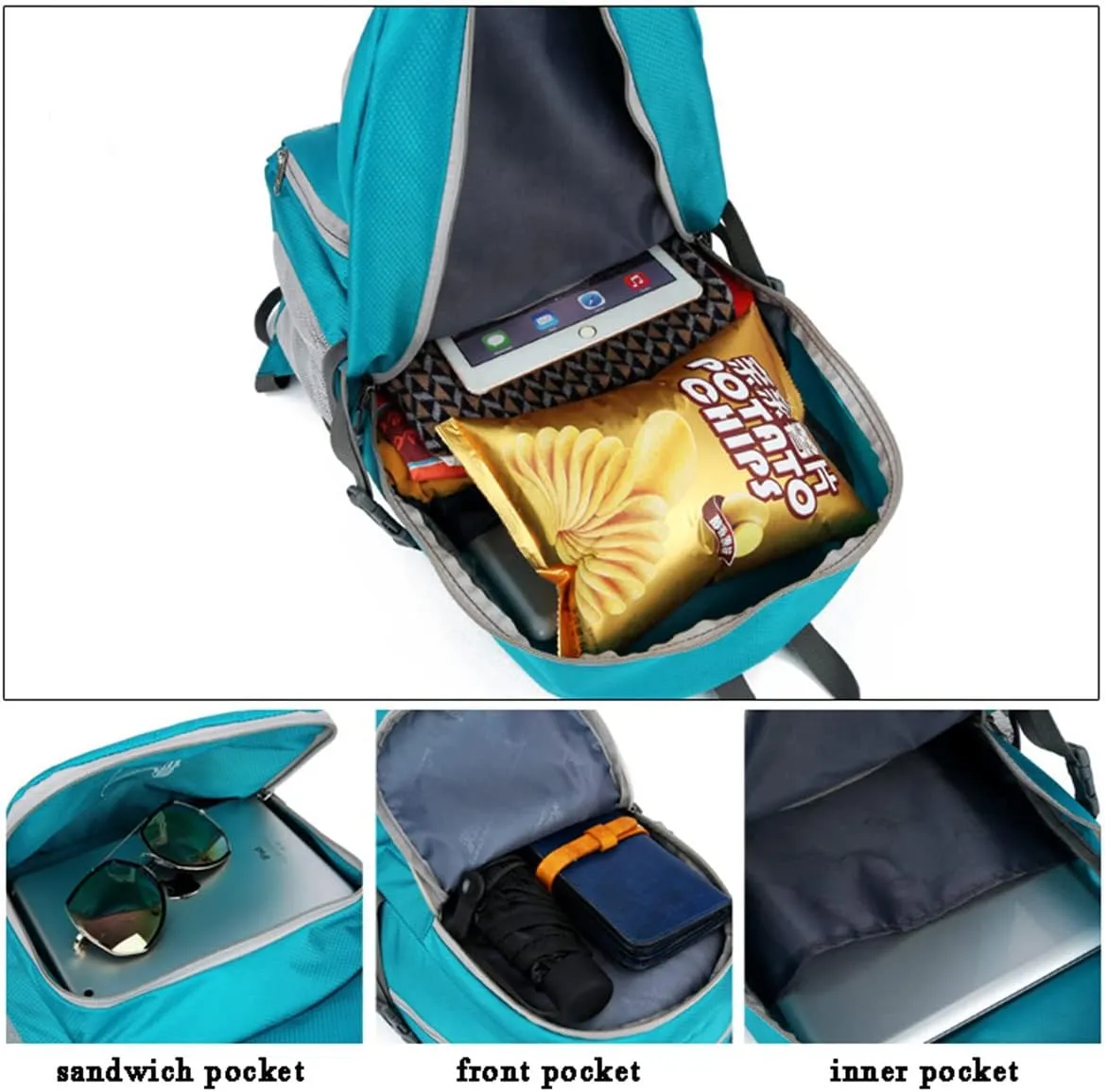 40L Water Proof Wear Resistant Foldable Hiking Backpack Daypack