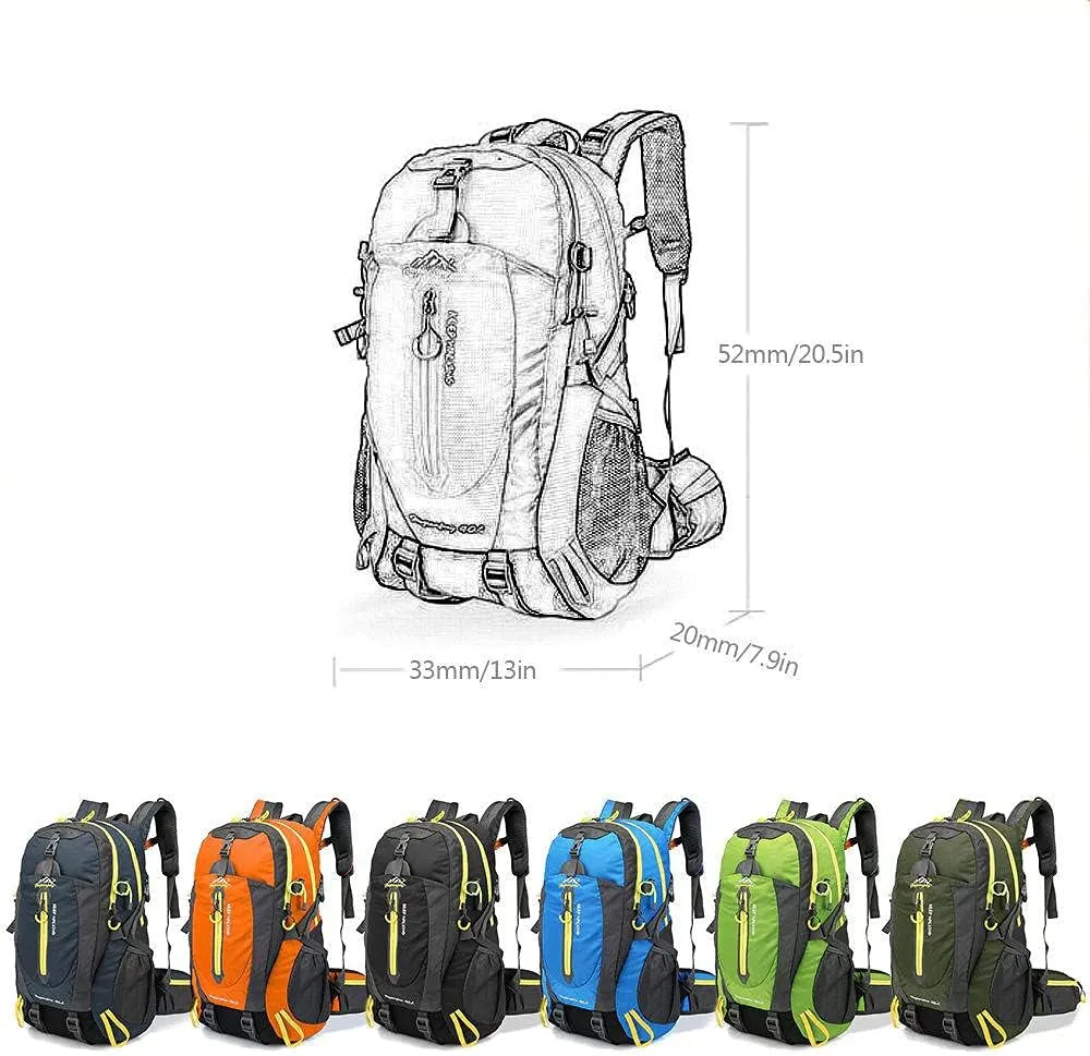 40L Waterproof Climbing Rucksack Travel Hiking Backpack Laptop Daypack Trekking Backpack Outdoor Men Women Sport Bag-Army Green