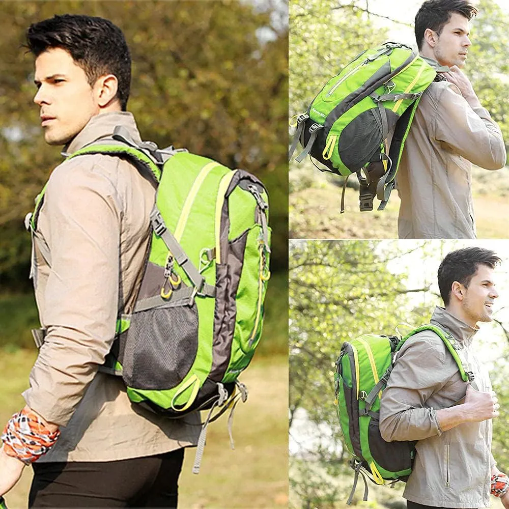 40L Waterproof Climbing Rucksack Travel Hiking Backpack Laptop Daypack Trekking Backpack Outdoor Men Women Sport Bag-Army Green