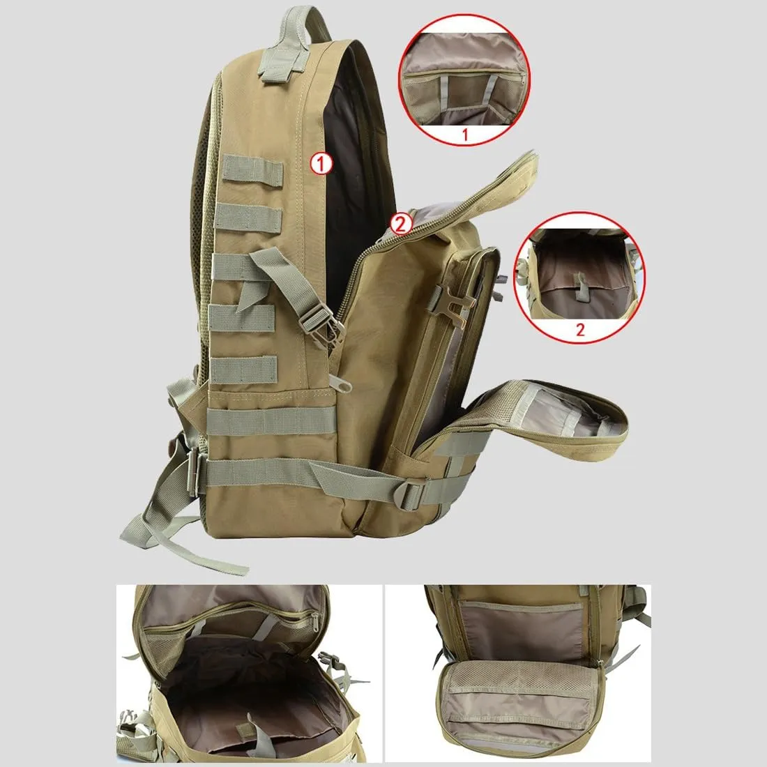 41L Military Tactical Backpack For Men Camping Hiking Trekking Daypack Rucksack Bag MOLLE 3 Day Assault Pack (ACU)