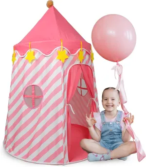 43" x 43" x 59" Kids' Princess Castle Playhouse with Mat, Indoor Tent for Baby, Toddlers, Collapsible, Portable, Ideal Room Furniture (Pink and White)