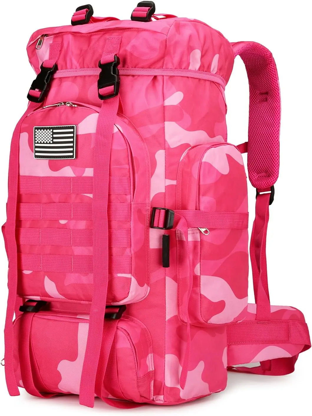 45L Hiking Backpack Camping Rucksack Molle Military Backpack for Outdoor Traveling (Rose Camo)