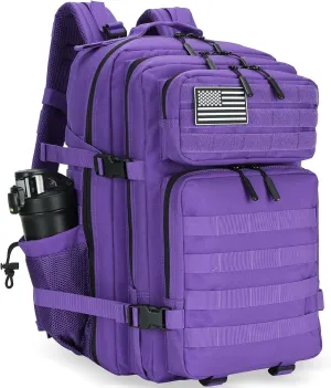 45L Tactical Assault Backpack 3 day assault pack with Molle Waterproof backpack Rucksack for Tactical Backpacks (Purple)