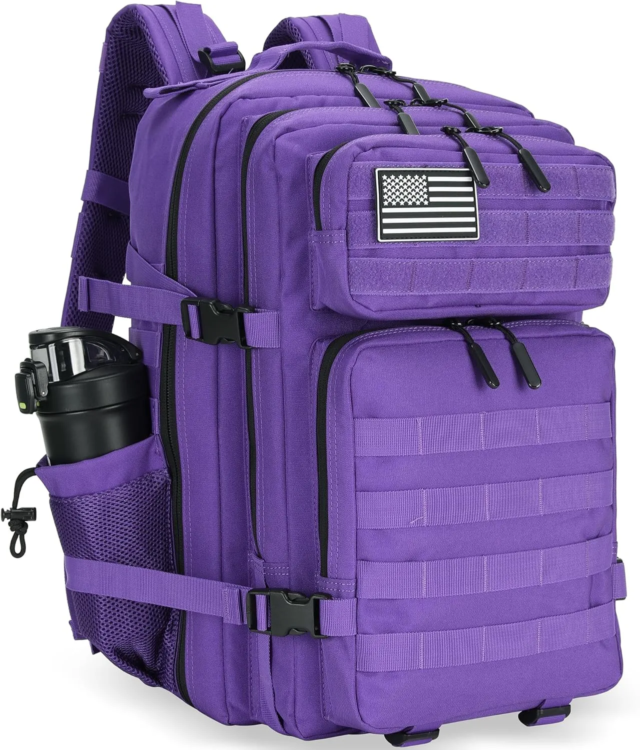 45L Tactical Assault Backpack 3 day assault pack with Molle Waterproof backpack Rucksack for Tactical Backpacks (Purple)