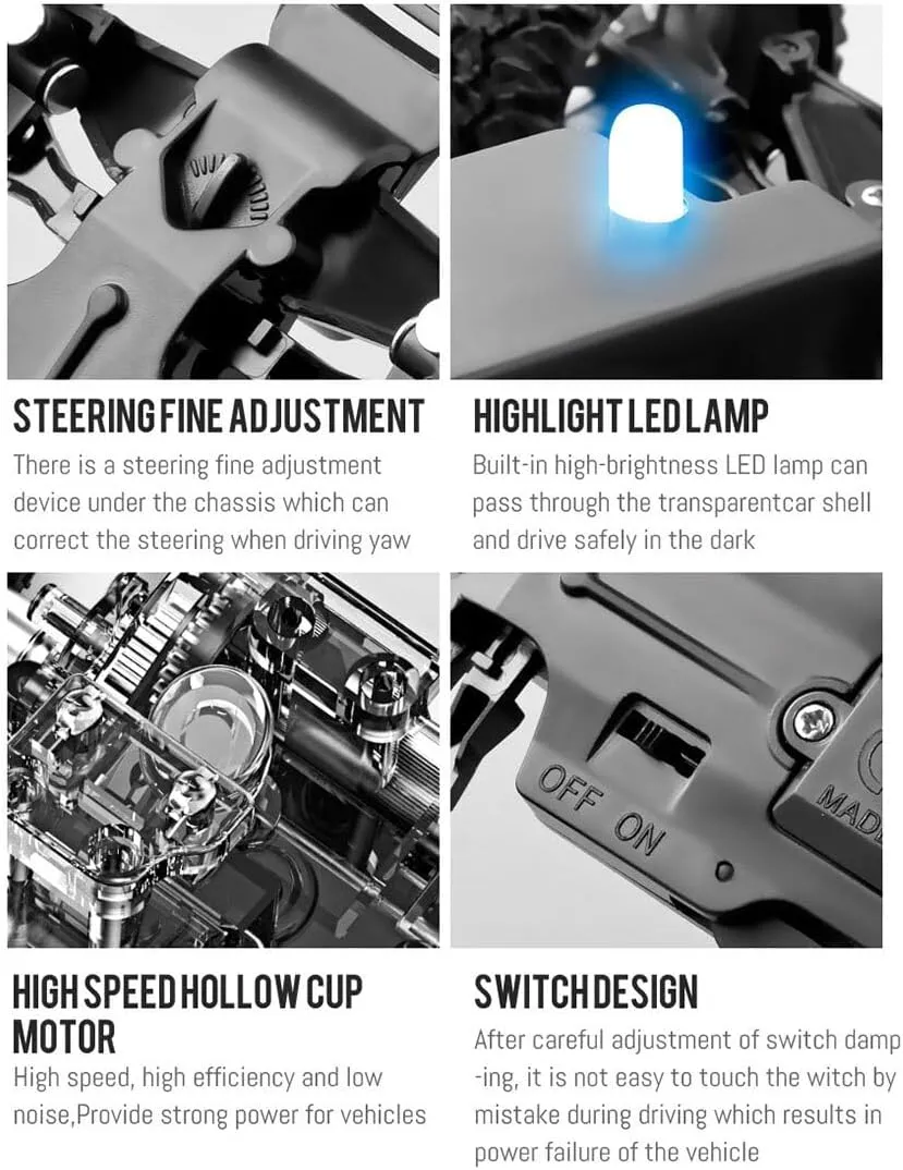 4WD Off-Road Drift Car for Adults, 1/32 Scale 2.4G Proportional Control RC Car with Light Kit, Ideal Off-Road Toy for Hobbyist - RTR