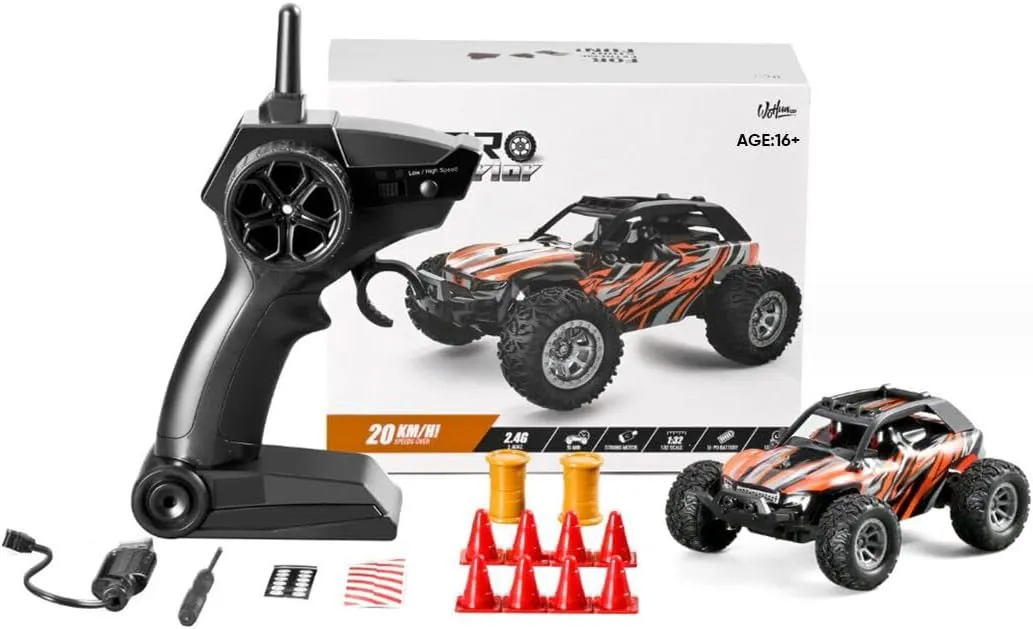 4WD Off-Road Drift Car for Adults, 1/32 Scale 2.4G Proportional Control RC Car with Light Kit, Ideal Off-Road Toy for Hobbyist - RTR