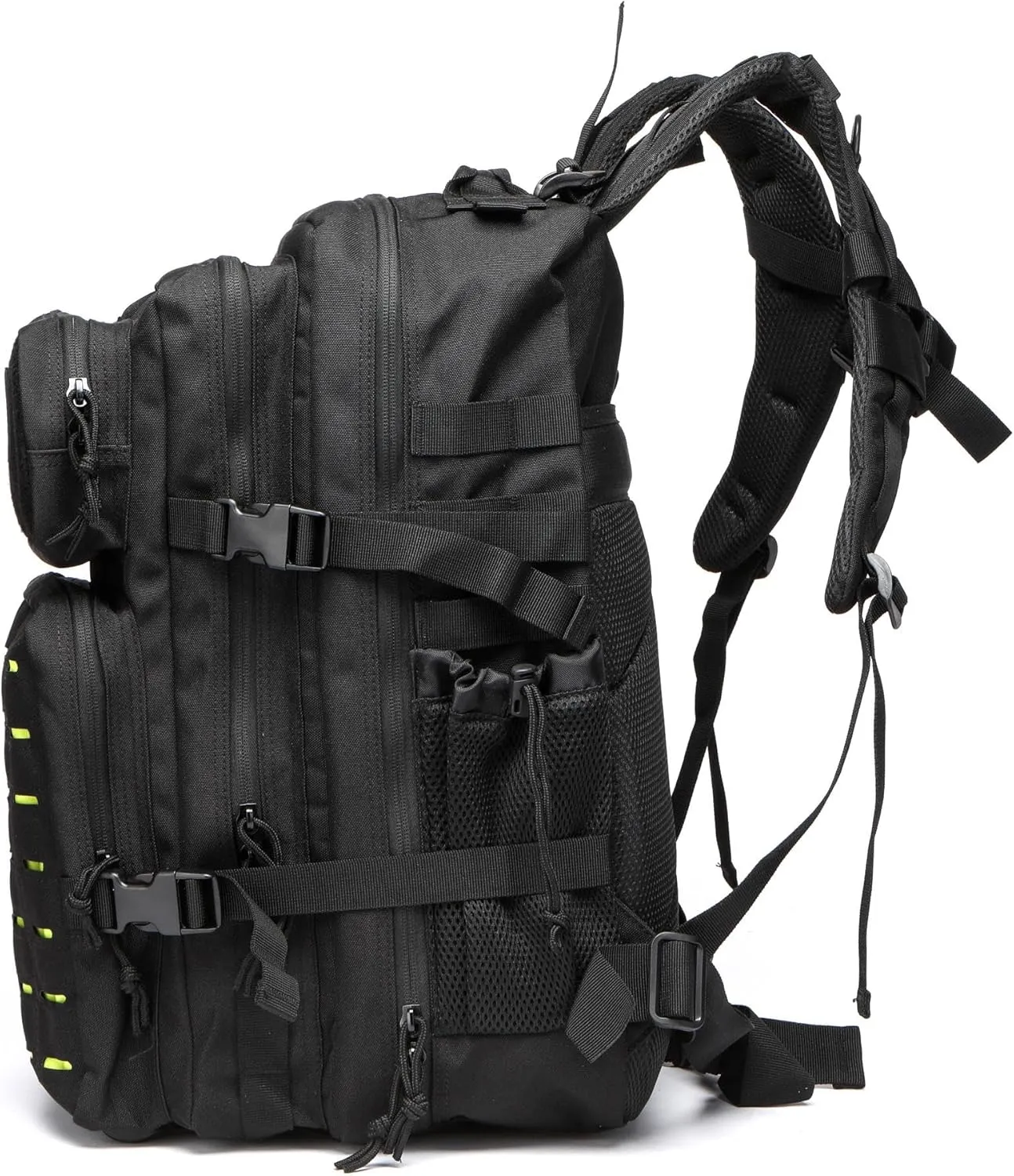 50L Tactical Military Backpack Waterproof Sturdy Bag for Hiking Camping Fishing Gym Backpack with Bottle Holder (Bright yellow Black)