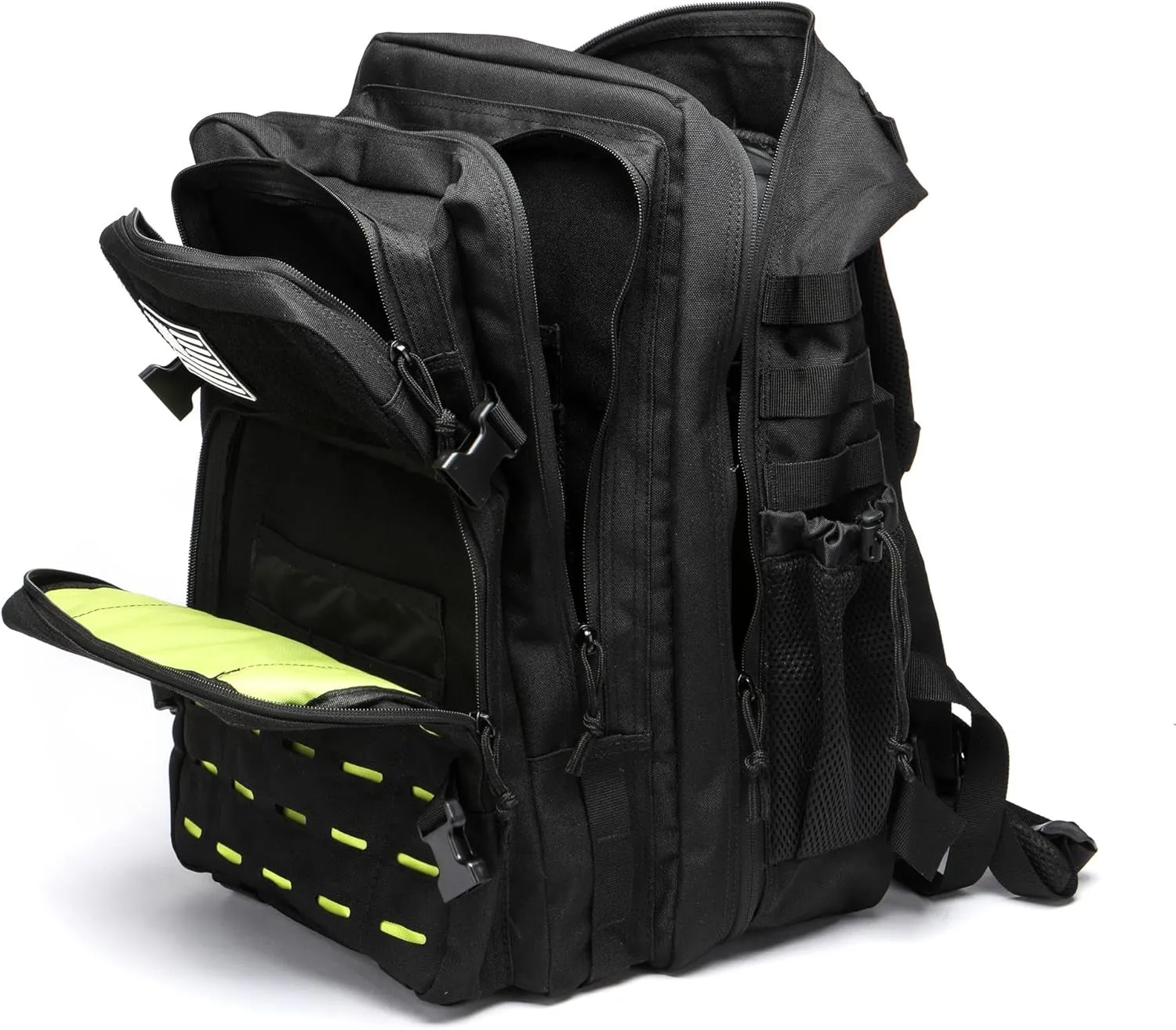 50L Tactical Military Backpack Waterproof Sturdy Bag for Hiking Camping Fishing Gym Backpack with Bottle Holder (Bright yellow Black)