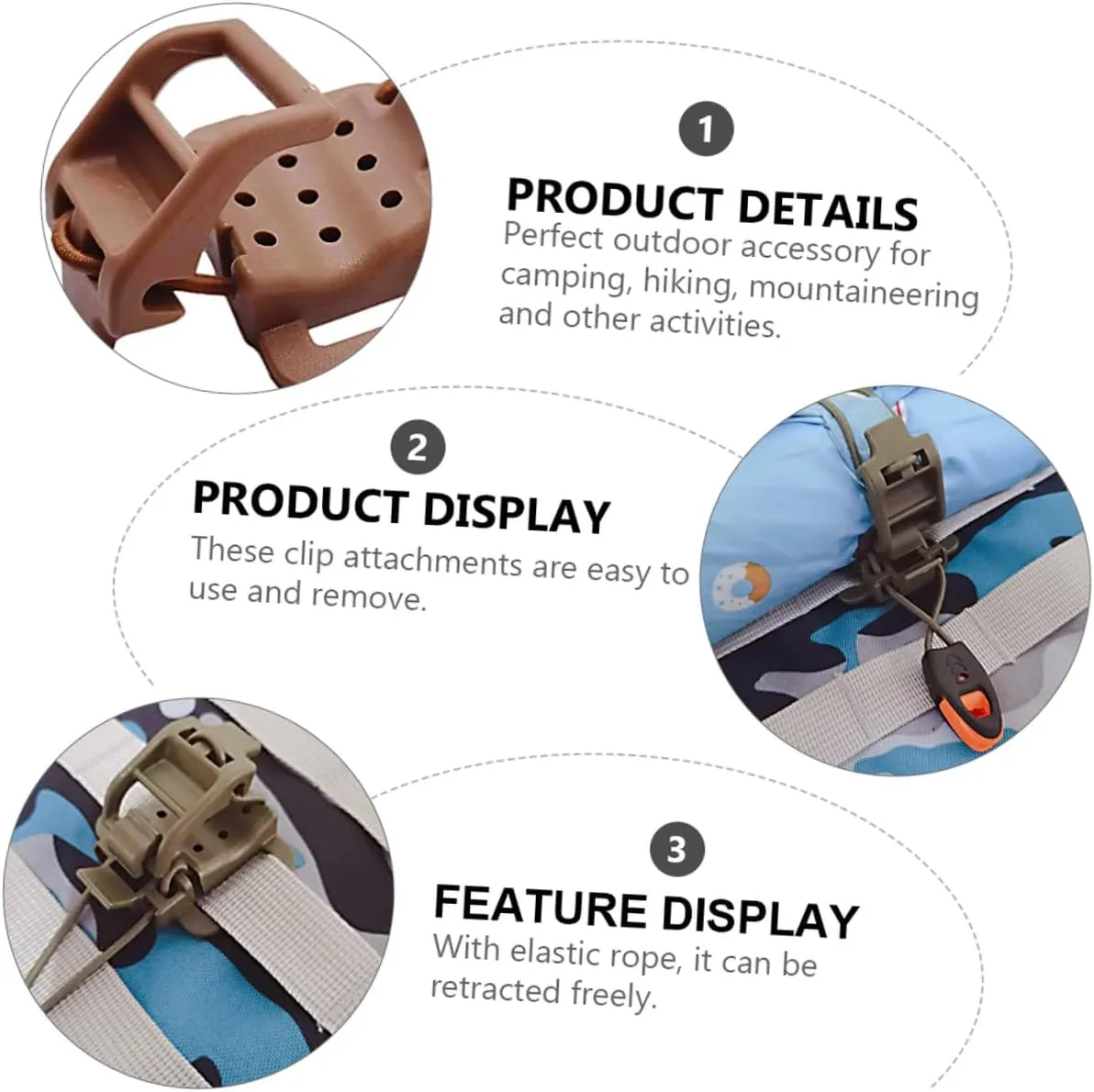 6 Pcs Backpack Hanger Watch Band Tool Accessories Flashlight Buckle Clip Bag Clip Strap Backpack