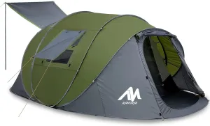 6 Person Pop Up Tents for Camping - AYAMAYA Waterproof Instant Tent Upgraded 2 Doors with Vestibule & Porch, Double Layer Large Size Family Easy Tent Automatic Setup for 4-6 People Camping Hiking