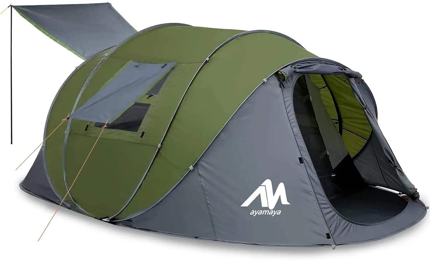 6 Person Pop Up Tents for Camping - AYAMAYA Waterproof Instant Tent Upgraded 2 Doors with Vestibule & Porch, Double Layer Large Size Family Easy Tent Automatic Setup for 4-6 People Camping Hiking
