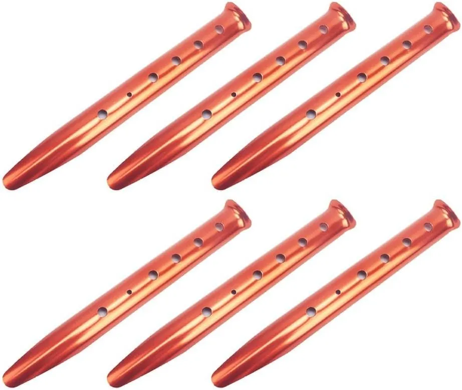 6PCS Snow Sand Tent Stakes Pegs, Aluminum Alloy U-Shaped Sand Tent Pegs Heavy Duty Ground Nails For Sand Snow Soft Soil Grass(orange)