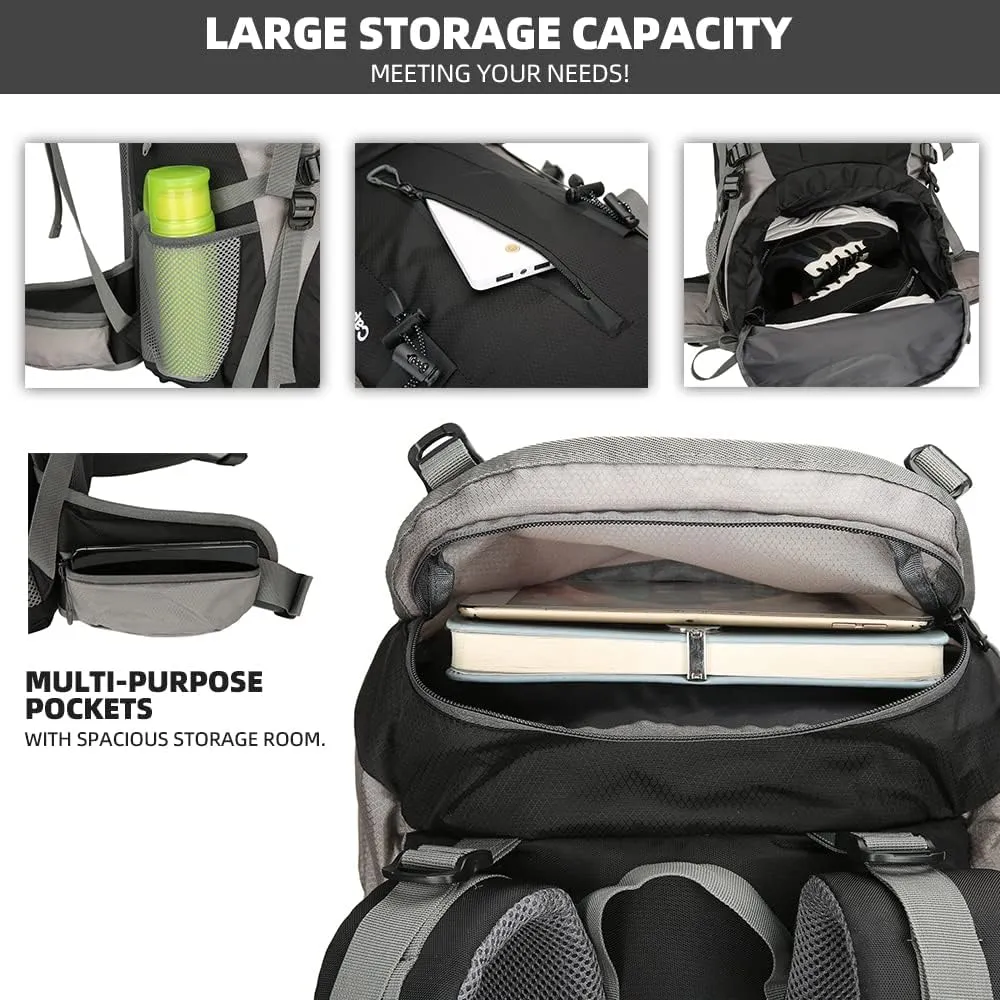 70L Camping Hiking Backpack with Rain Cover Waterproof Backpacking Backpack for Hiking Treeking Climbing Outdoor