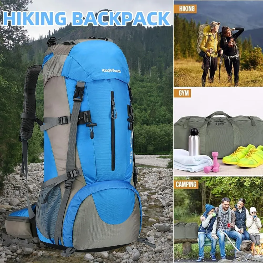 70L Hiking Backpack with Rain Cover Lightweight Travel Backpack Waterproof Camping Backpack