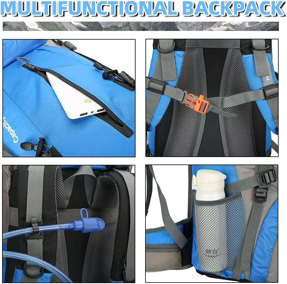 70L Hiking Backpack with Rain Cover Lightweight Travel Backpack Waterproof Camping Backpack