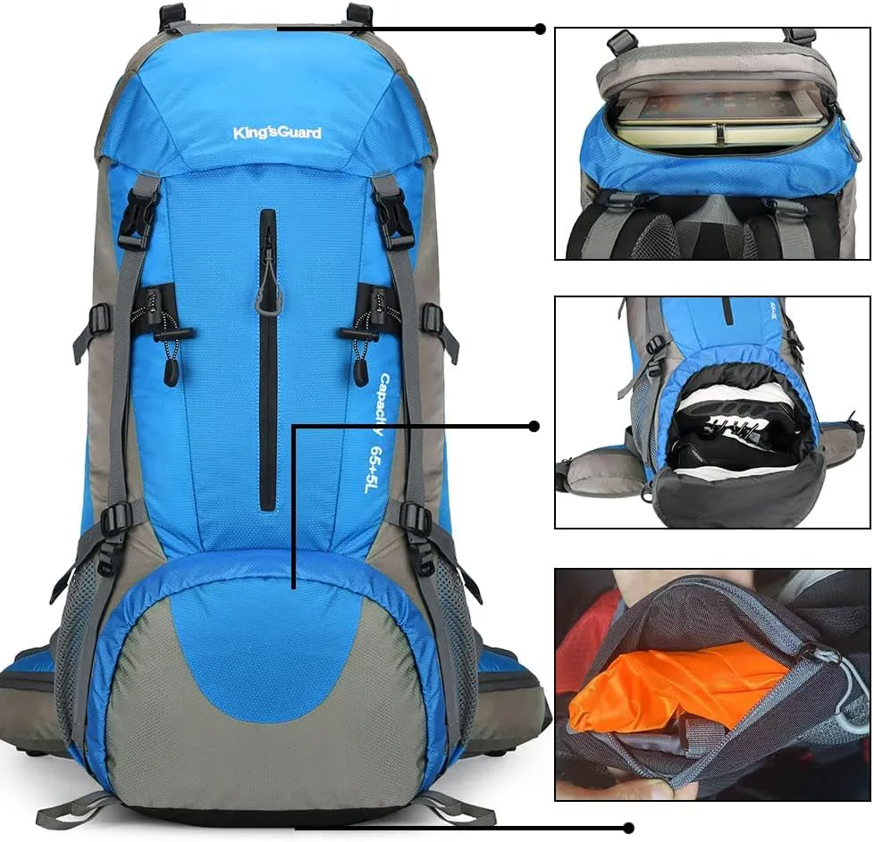 70L Hiking Backpack with Rain Cover Lightweight Travel Backpack Waterproof Camping Backpack