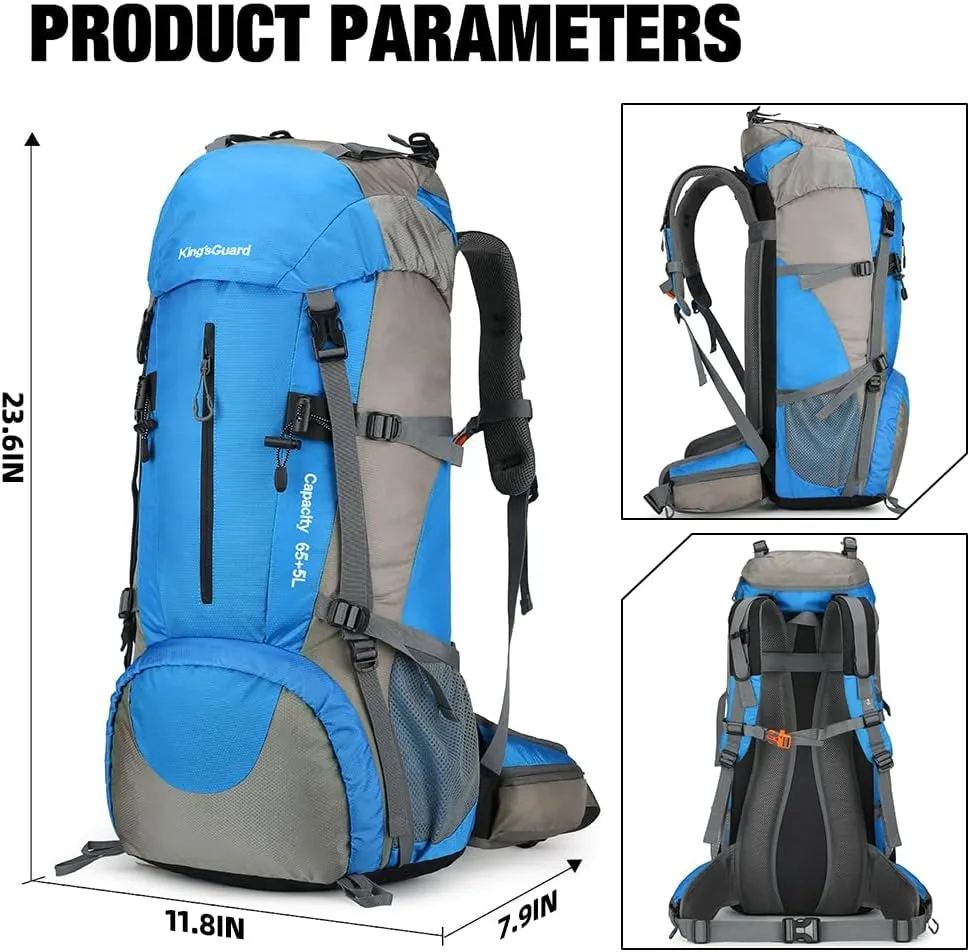 70L Hiking Backpack with Rain Cover Lightweight Travel Backpack Waterproof Camping Backpack