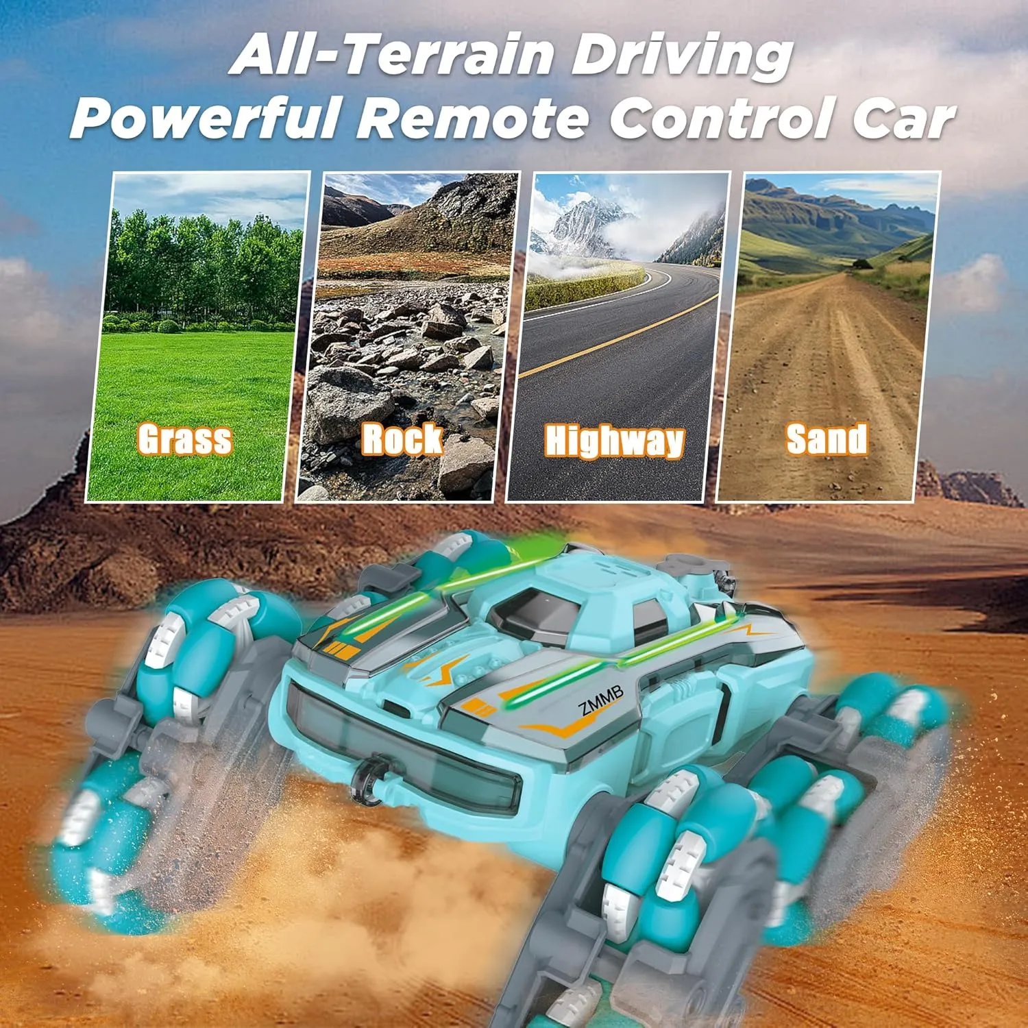 8 Wheel RC Stunt Car with Gesture Control, Spray & LED Lights, Double-Sided Off-Road Vehicle for Boys & Girls Ages 6-14, Ideal Christmas & Birthday Gift