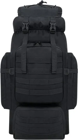 80L Hiking Backpack Men Camping Backpack, Waterproof MOLLE Military Tactical Rucksack, Large Capacity Assault Pack for Outdoor Survival, Trekking, Travel (Black)