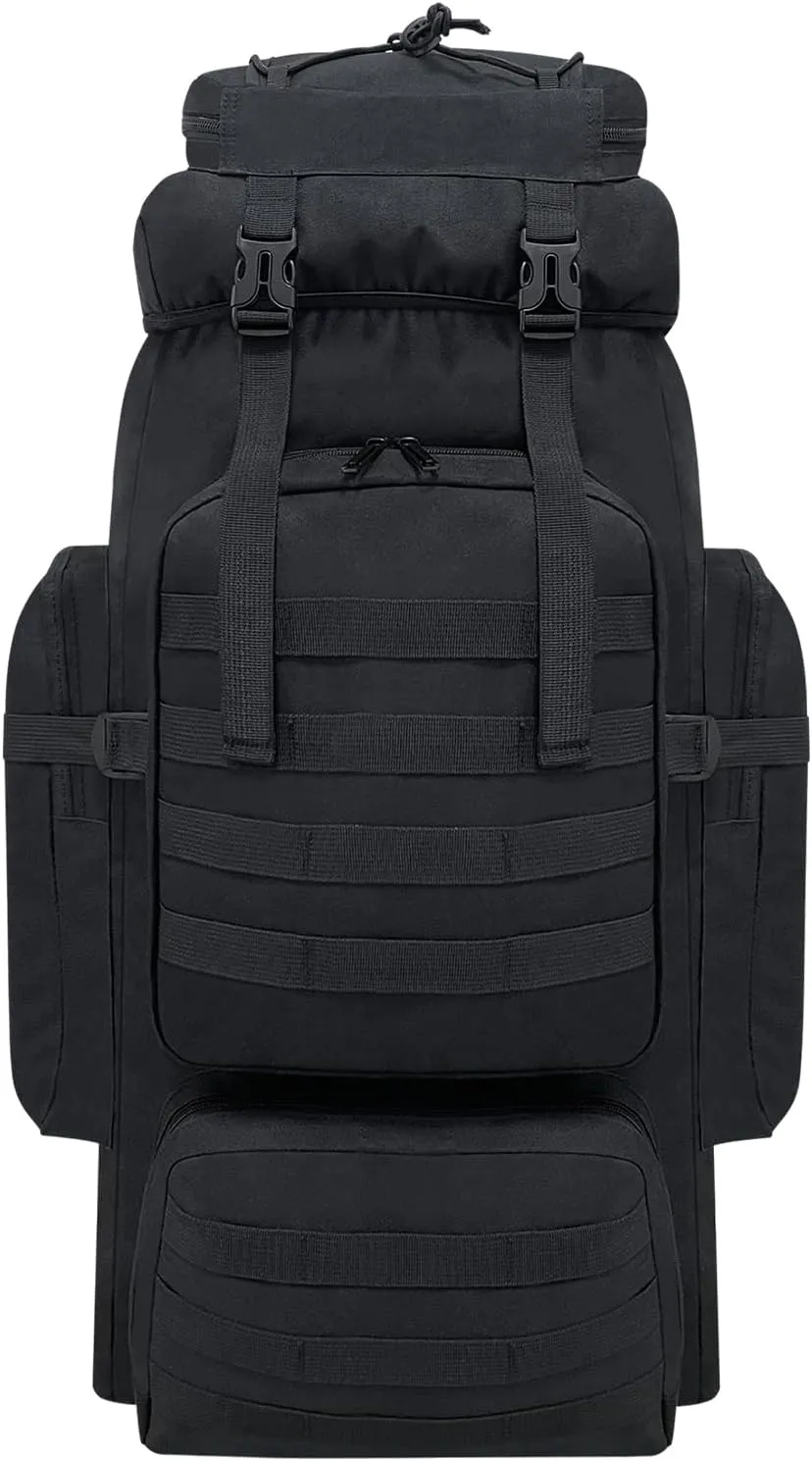 80L Hiking Backpack Men Camping Backpack, Waterproof MOLLE Military Tactical Rucksack, Large Capacity Assault Pack for Outdoor Survival, Trekking, Travel (Black)