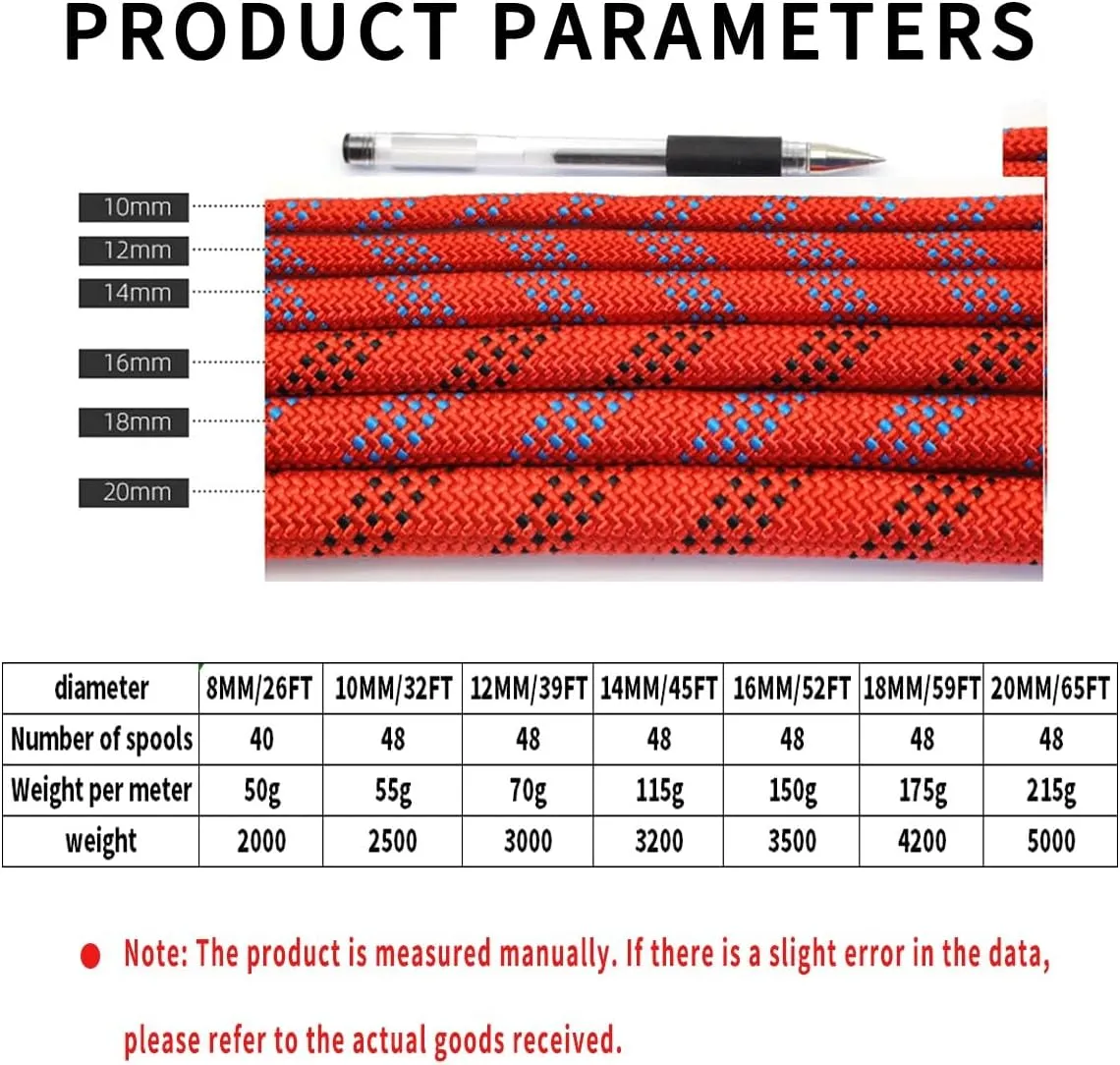 8mm Static Rope Paracord Heavy Duty Rope for Swing80~200m Durable Quality Rope for Fishing Magnet, Camping, Boating, Outdoor & Indoor Use(Orange,80m*8mm)