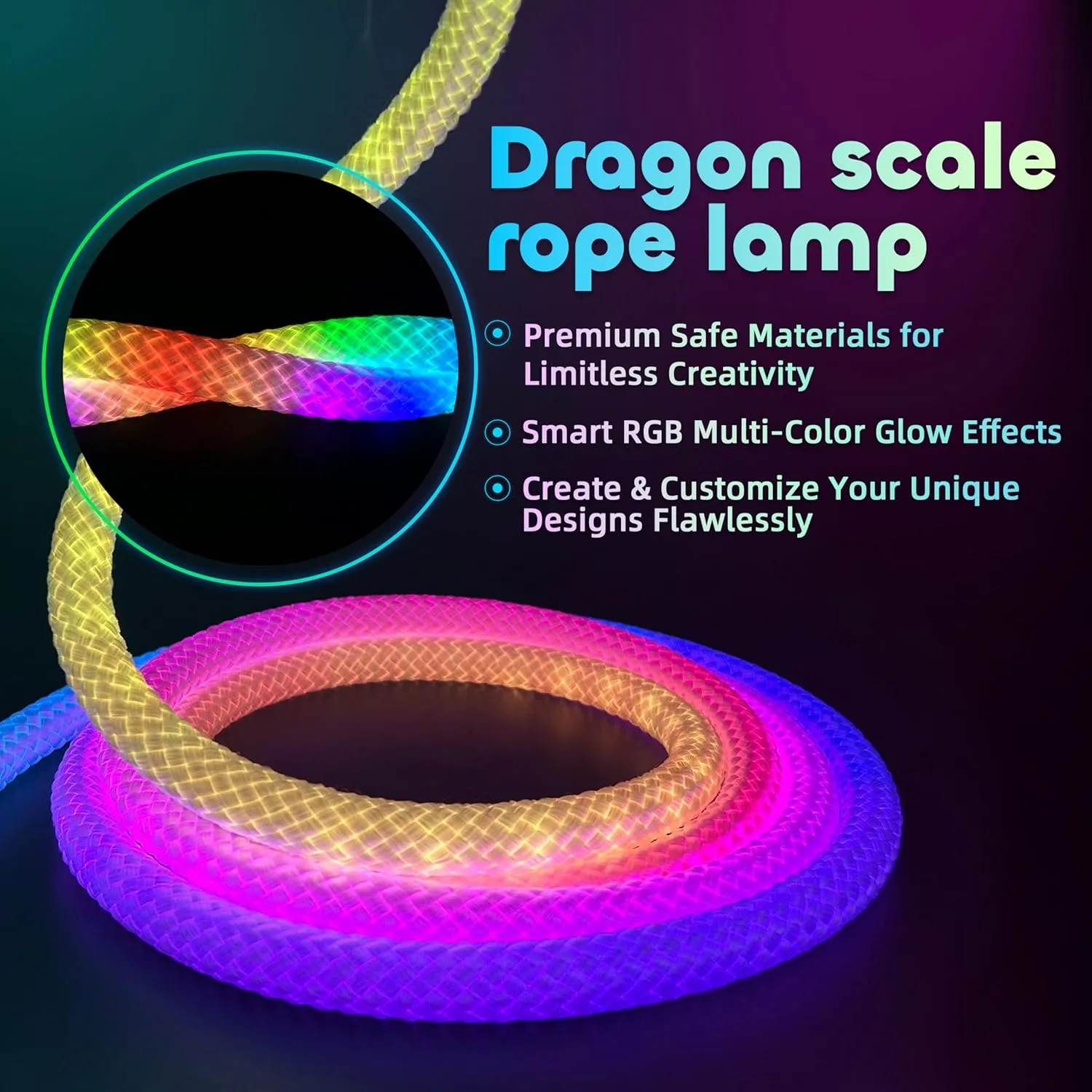 9.84FT Neon LED Rope Lights, 360° Luminous Waterproof Strip with Music Sync, Remote & APP Control, USB-Powered Flexible Lighting for Indoor/Outdoor Gaming Room, Bedroom, and Wall Decor