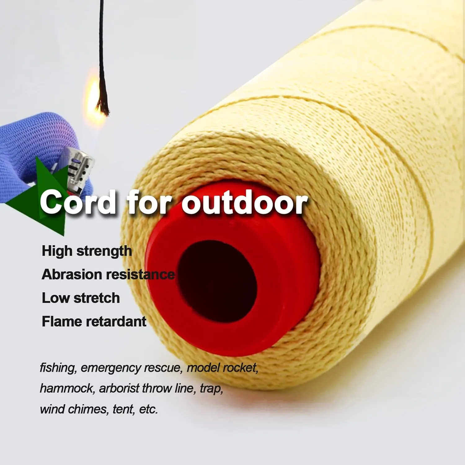 9KM DWLIFE Kevlar Kite String, 400lb 500Ft, Braided Kevlar Line, Low Stretch, High Strength, Heavy Duty, Fishing Assist Cord, Camping, Hiking, Outdoor Survival Rope