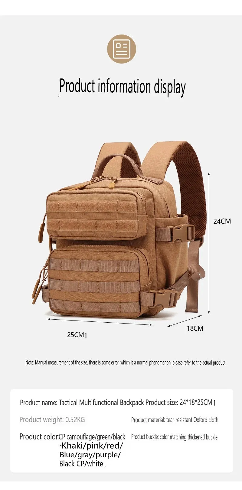 9L Sport Backpack MOLLE Mini Outdoor Pack for EDC Hiking