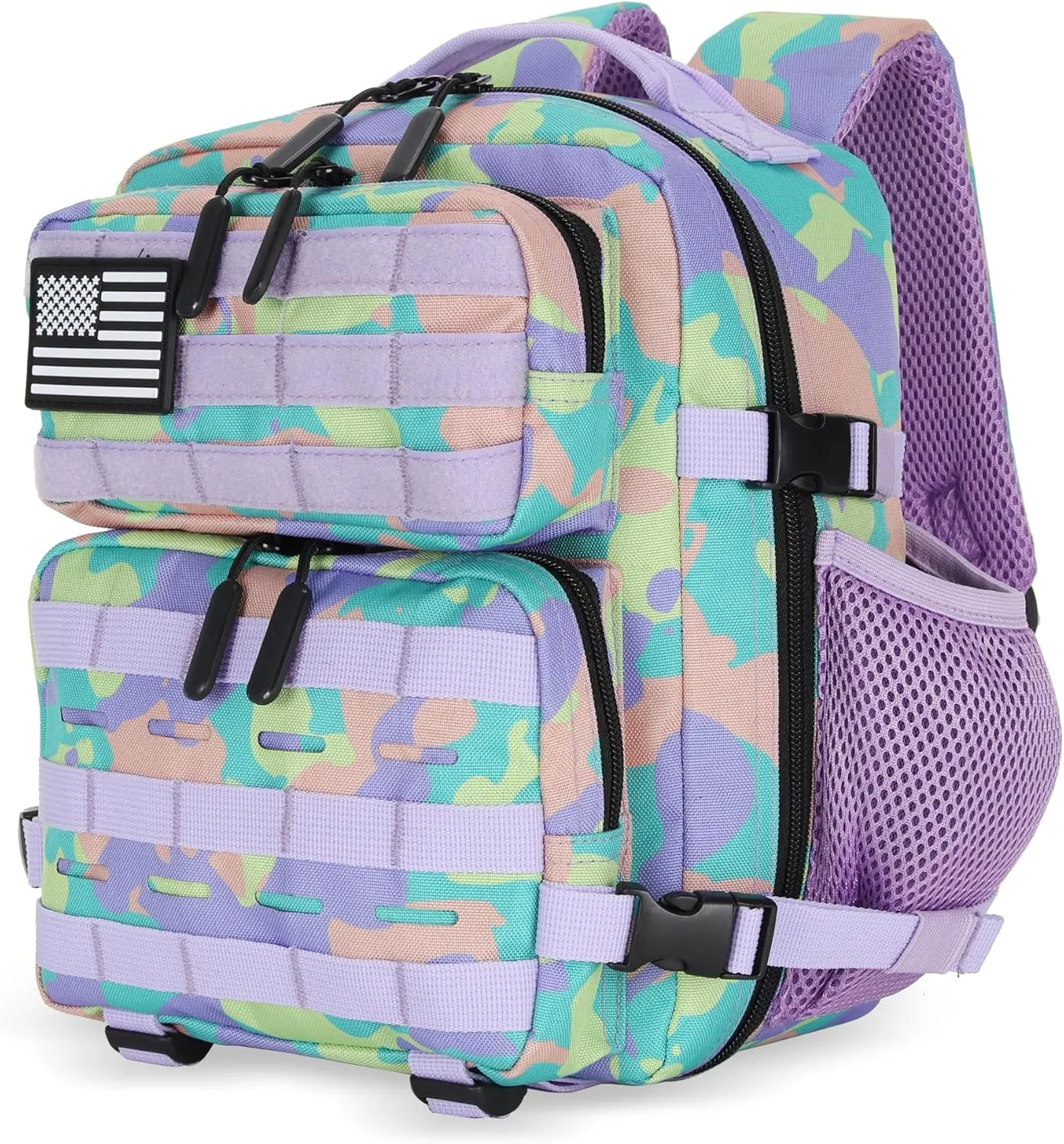 9L Tactical Assault Gym Backpack Hiking Travel Backpack Camping(Purple Green and Yellow)