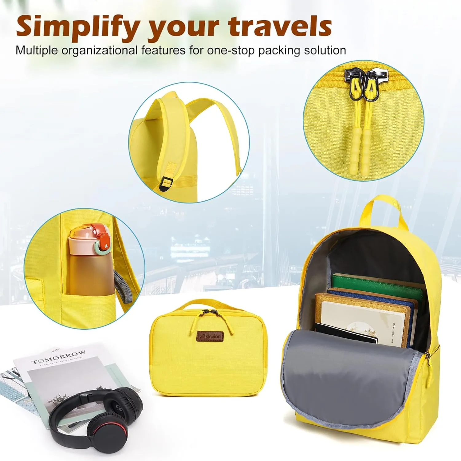 ABS PC Carry on Luggage set with backpack 3 Pcs suitcace with Spinner wheels TSA Lock 20-In hardshell Lightweight Luggage set(Yellow)
