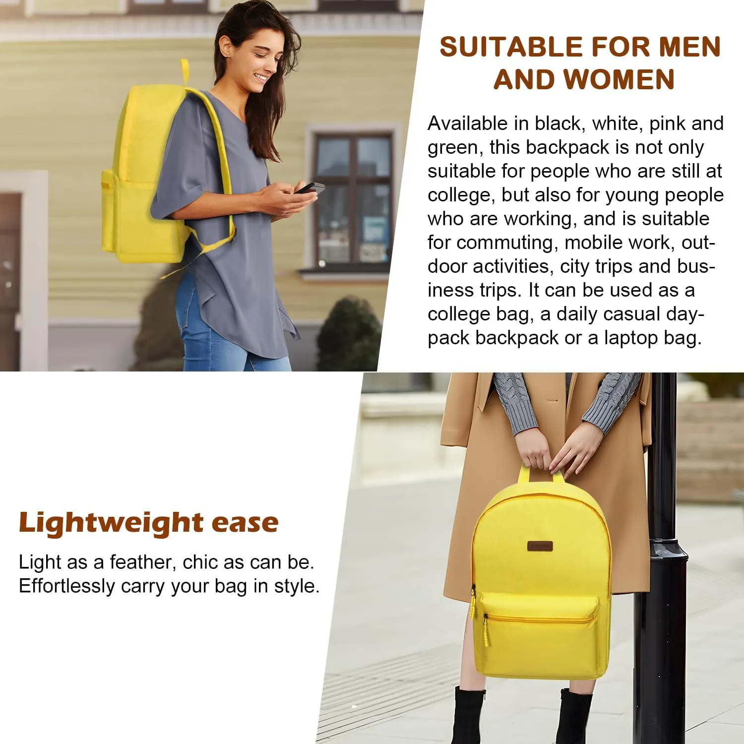 ABS PC Carry on Luggage set with backpack 3 Pcs suitcace with Spinner wheels TSA Lock 20-In hardshell Lightweight Luggage set(Yellow)
